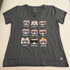 Raw Threads Grumpy Cat Training Schedule Core V Bamboo Running Shirt (size XXL)